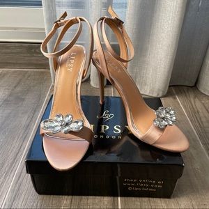 NWT Lipsy London satin nude embellished heels